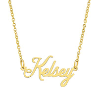 KISPER 18K Gold Stainless Steel Name Pendant Necklace Lobster Claw Alphabets K-P