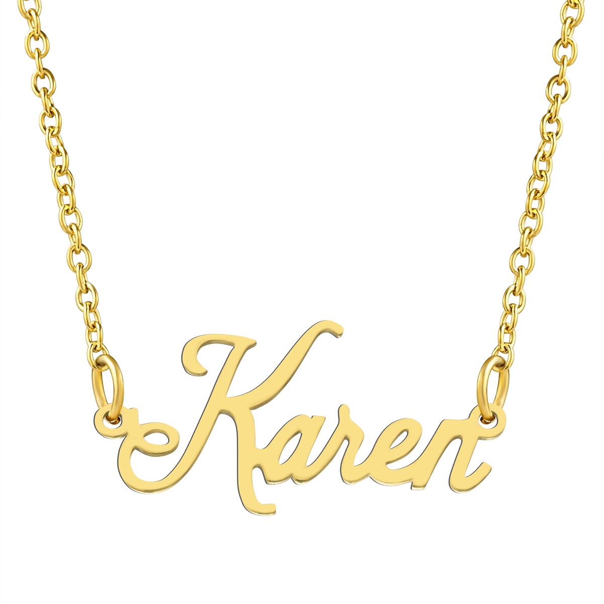 KISPER 18K Gold Stainless Steel Name Pendant Necklace Lobster Claw Alphabets K-P