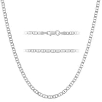KISPER 925 Sterling Silver Italian 3mm Mariner Chain Necklace w/ Lobster Clasp