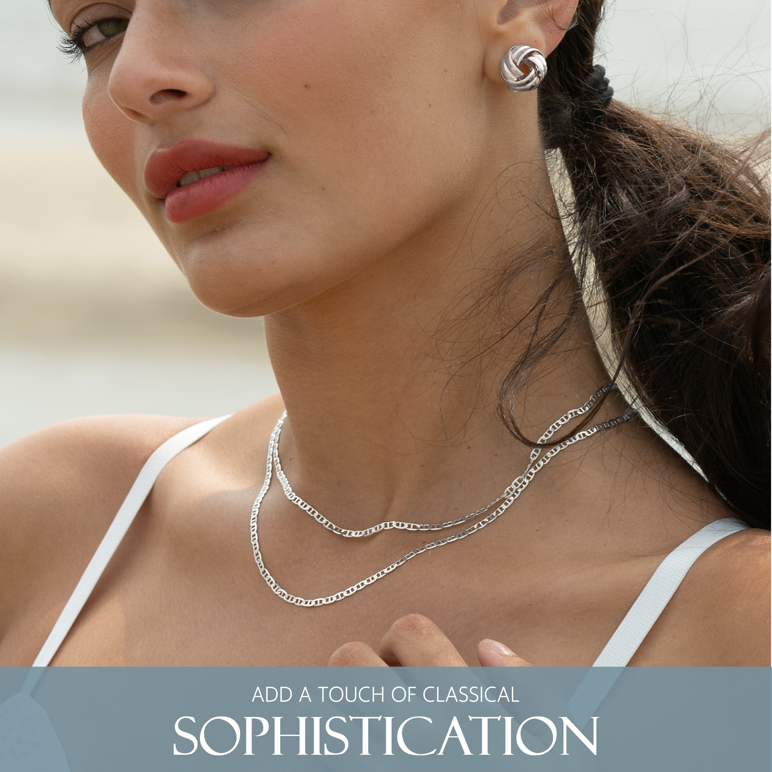 KISPER 925 Sterling Silver Italian 3mm Mariner Chain Necklace w/ Lobst