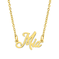 KISPER 18K Gold Stainless Steel Name Pendant Necklace Lobster Claw Alphabets K-P