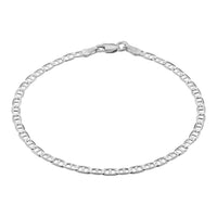 KISPER 925 Sterling Silver Italian 3mm Mariner Chain Bracelet w/ Lobster Clasp