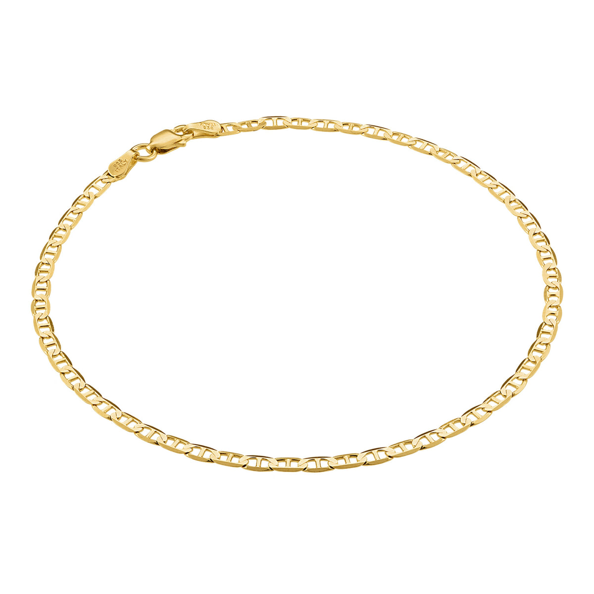 KISPER 18k Gold over 925 Sterling Silver Italian 3mm Diamond-Cut Mariner Chain Anklet Bracelet