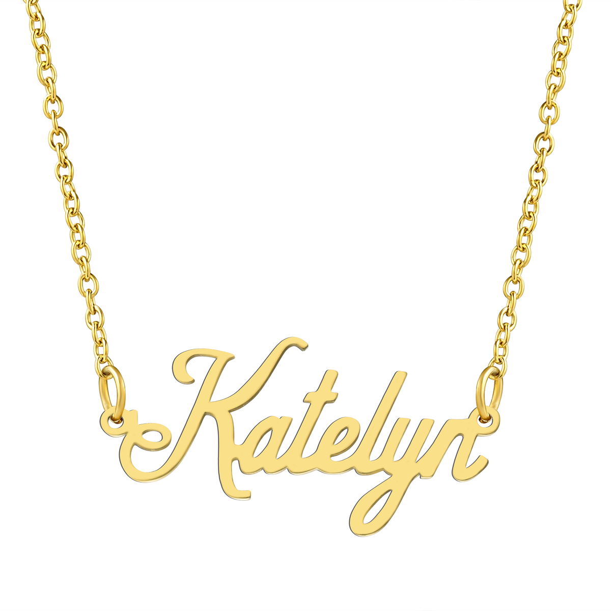 KISPER 18K Gold Stainless Steel Name Pendant Necklace Lobster Claw Alphabets K-P