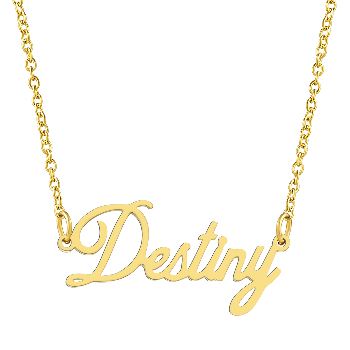 KISPER 18K Gold Stainless Steel Name Pendant Necklace Lobster Claw Alphabets D-J