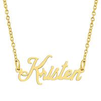 KISPER 18K Gold Stainless Steel Name Pendant Necklace Lobster Claw Alphabets K-P