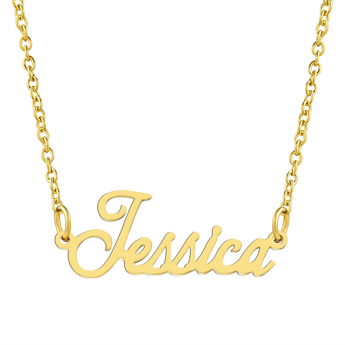 KISPER 18K Gold Stainless Steel Name Pendant Necklace Lobster Claw Alphabets D-J