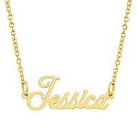 KISPER 18K Gold Stainless Steel Name Pendant Necklace Lobster Claw Alphabets D-J