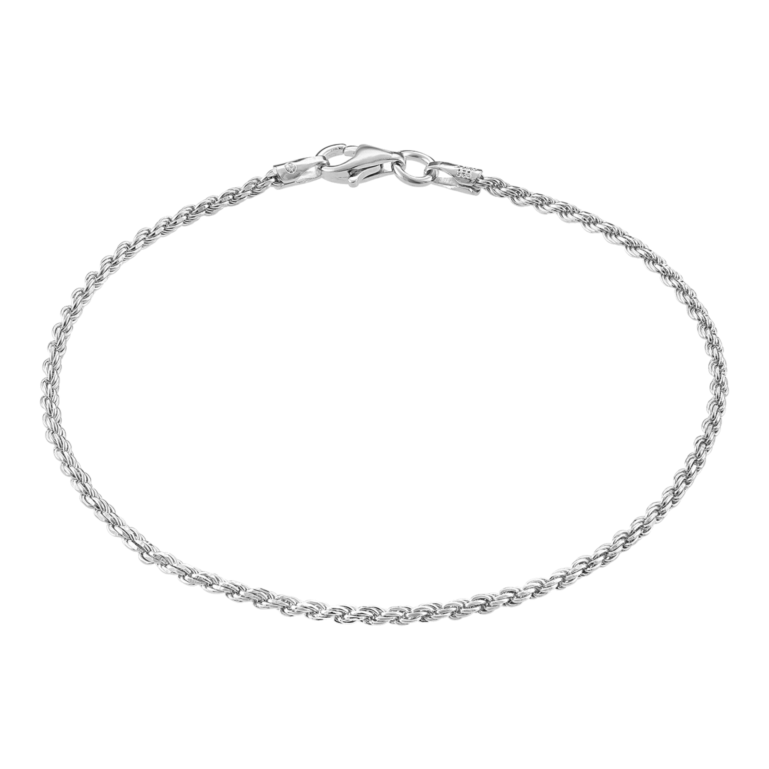 KISPER 925 Sterling Silver Italian 1.5mm Rope Chain Bracelet