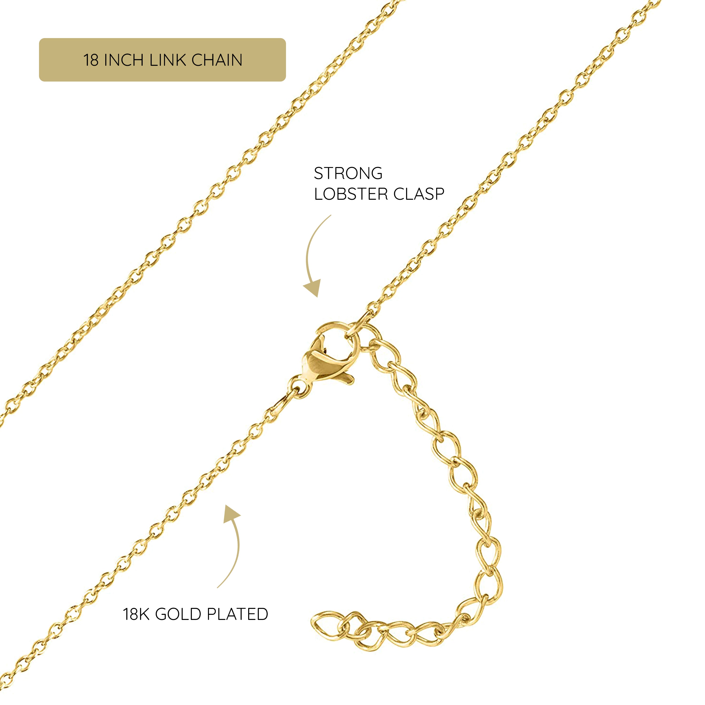 KISPER 18K Gold Stainless Steel Name Pendant Necklace