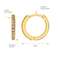 KISPER 18K Gold Plated Brass Cubic Zirconia Cuff Earrings Huggie Hoop