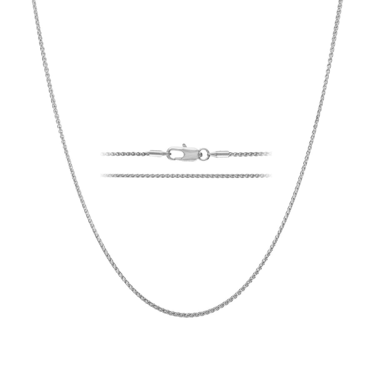 KISPER 1.5mm Thin Brass Wheat Chain Necklace with Lobster Clasp