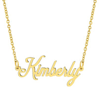 KISPER 18K Gold Stainless Steel Name Pendant Necklace Lobster Claw Alphabets K-P