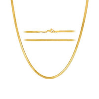 KISPER 24K Gold 3mm Stainless Steel Snake Chain Necklace with Lobster Clasp