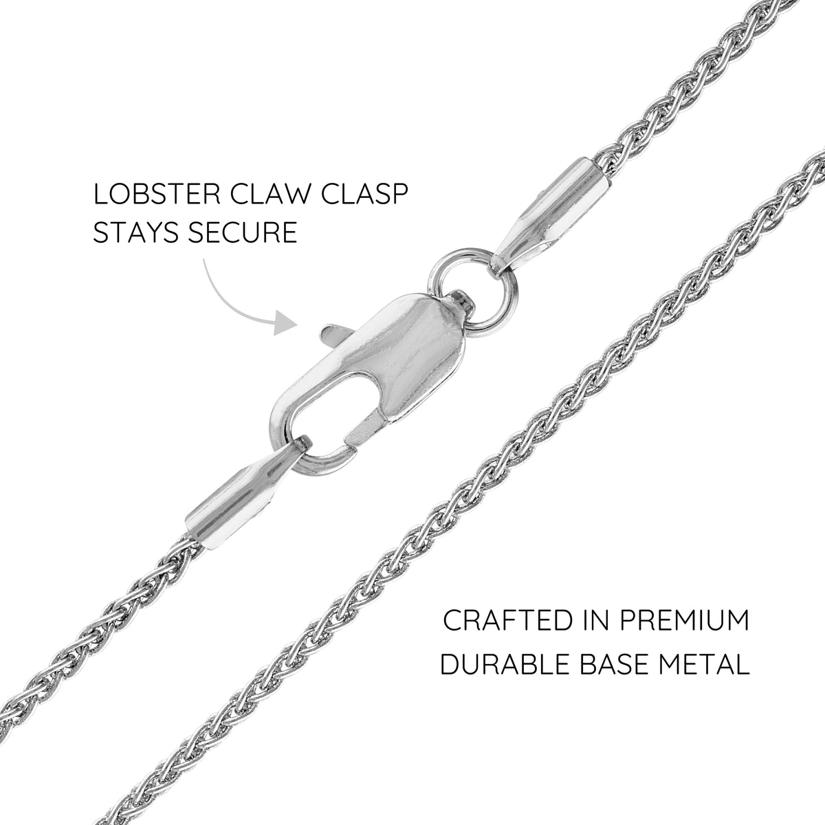 KISPER 1.5mm Thin Brass Wheat Chain Necklace with Lobster Clasp