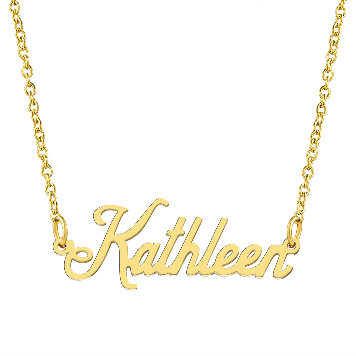 KISPER 18K Gold Stainless Steel Name Pendant Necklace Lobster Claw Alphabets K-P