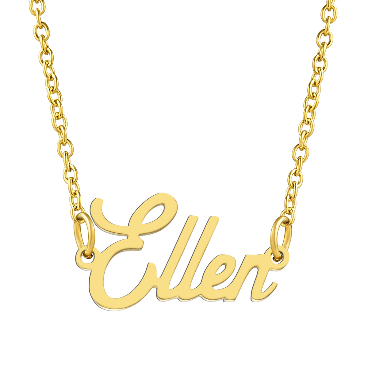 KISPER 18K Gold Stainless Steel Name Pendant Necklace Lobster Claw Alphabets D-J