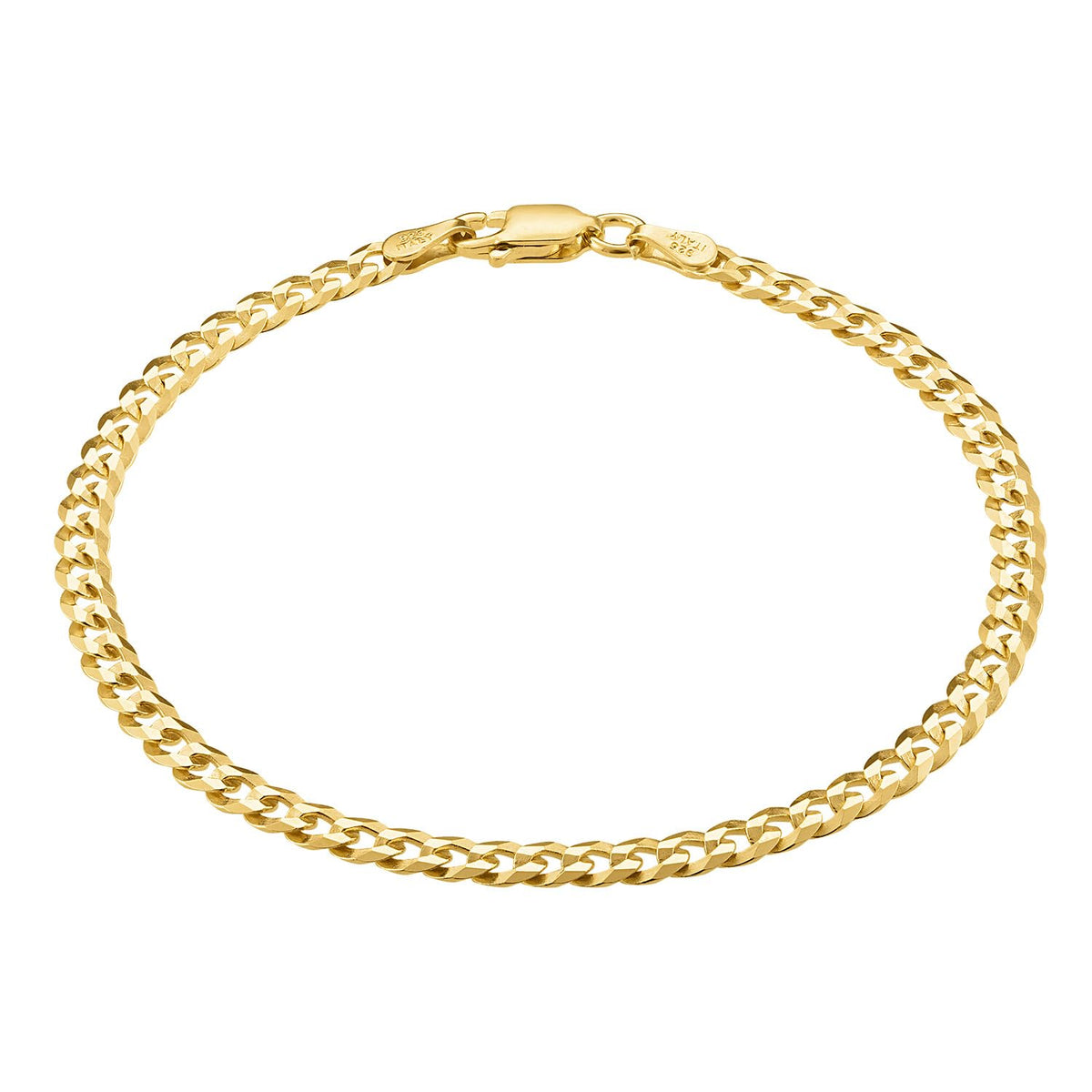 18K Gold Plated 925 Sterling Silver Chain Bracelet for Women – Curb, Figaro, Mariner & Rope Styles