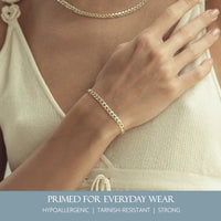 18K Gold Plated 925 Sterling Silver Chain Bracelet for Women – Curb, Figaro, Mariner & Rope Styles