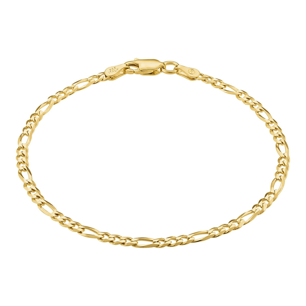 18K Gold Plated 925 Sterling Silver Chain Bracelet for Women – Curb, Figaro, Mariner & Rope Styles