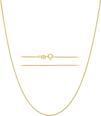 KISPER 18K Yellow Gold 925 Sterling Silver 1mm Thin Italian Box Chain Necklace