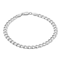 KISPER 925 Sterling Silver Italian 5mm Diamond-Cut Cuban Link Chain Bracelet
