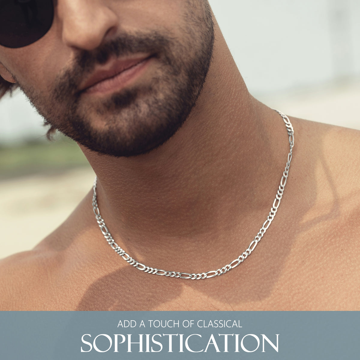 Stainless Steel Men's Jewelry Set - 9mm Figaro Chain Necklace & Bracelet, 22" & 9", Lobster Claw Clasp
