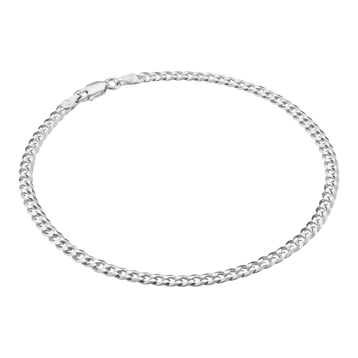 KISPER 925 Sterling Silver Italian 3.5mm Diamond-Cut Curb Chain Anklet Bracelet